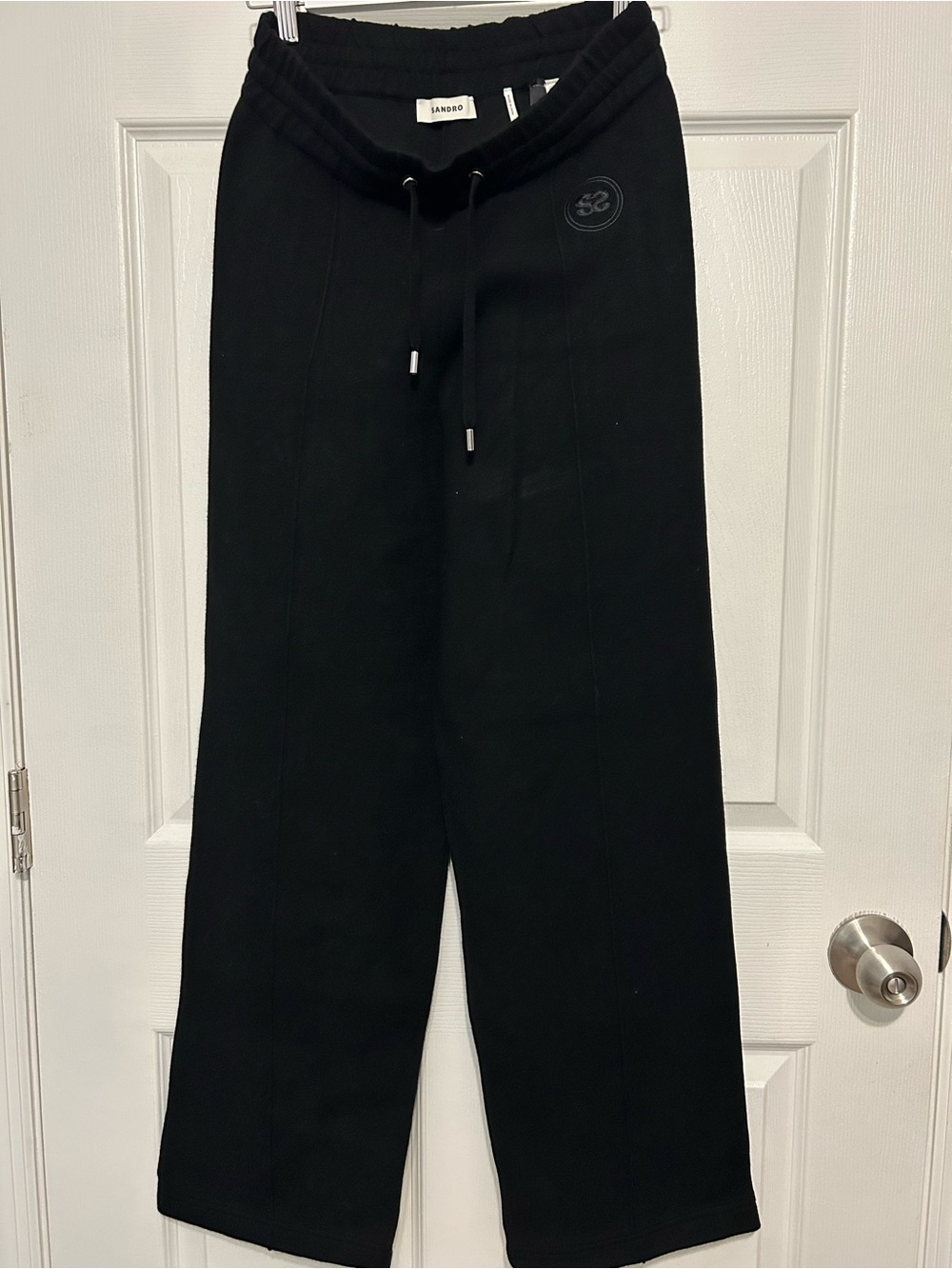 Sandro Black Wide-Leg Drawstring Sweatpants